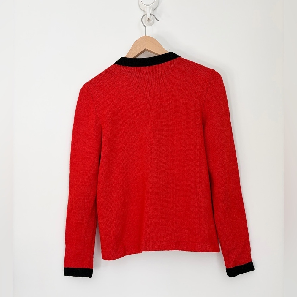 Vintage Red and Black Knit Cardigan with Coin Buttons – Medium - Picture 5 of 7